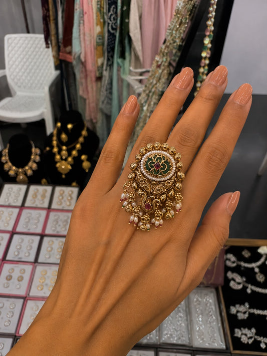 Emerald Ruby Pearl Heritage Ring
