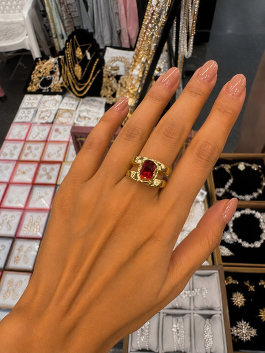 Ruby Gold Double Band Statement Ring