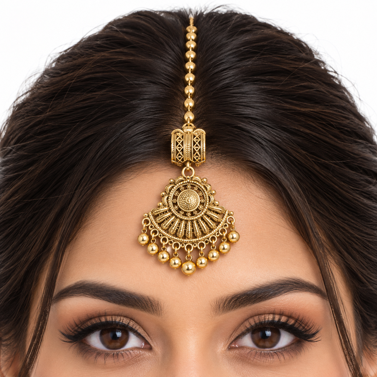 Antique Gold Temple Necklace Set with Jhumka Earrings