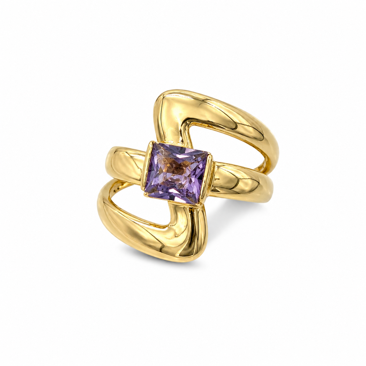 Amethyst Gold Loop Statement Ring
