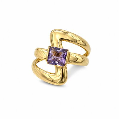 Amethyst Gold Loop Statement Ring