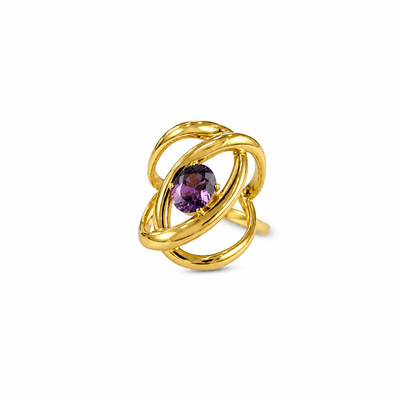 Amethyst Interlocking Gold Statement Ring