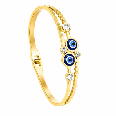 Anti Tarnish Gold Evil Eye Double Band Bracelet