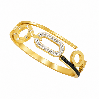 Anti Tarnish Gold Geometric Crystal Cuff Bracelet