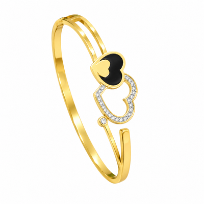 Anti Tarnish Gold Heart Lock Cuff Bracelet for Women