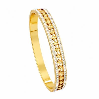 Anti Tarnish Gold Lattice Crystal Border Bracelet