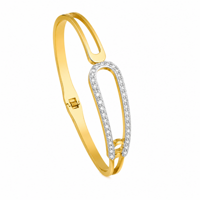 Anti Tarnish Gold Oval Loop Crystal Cuff