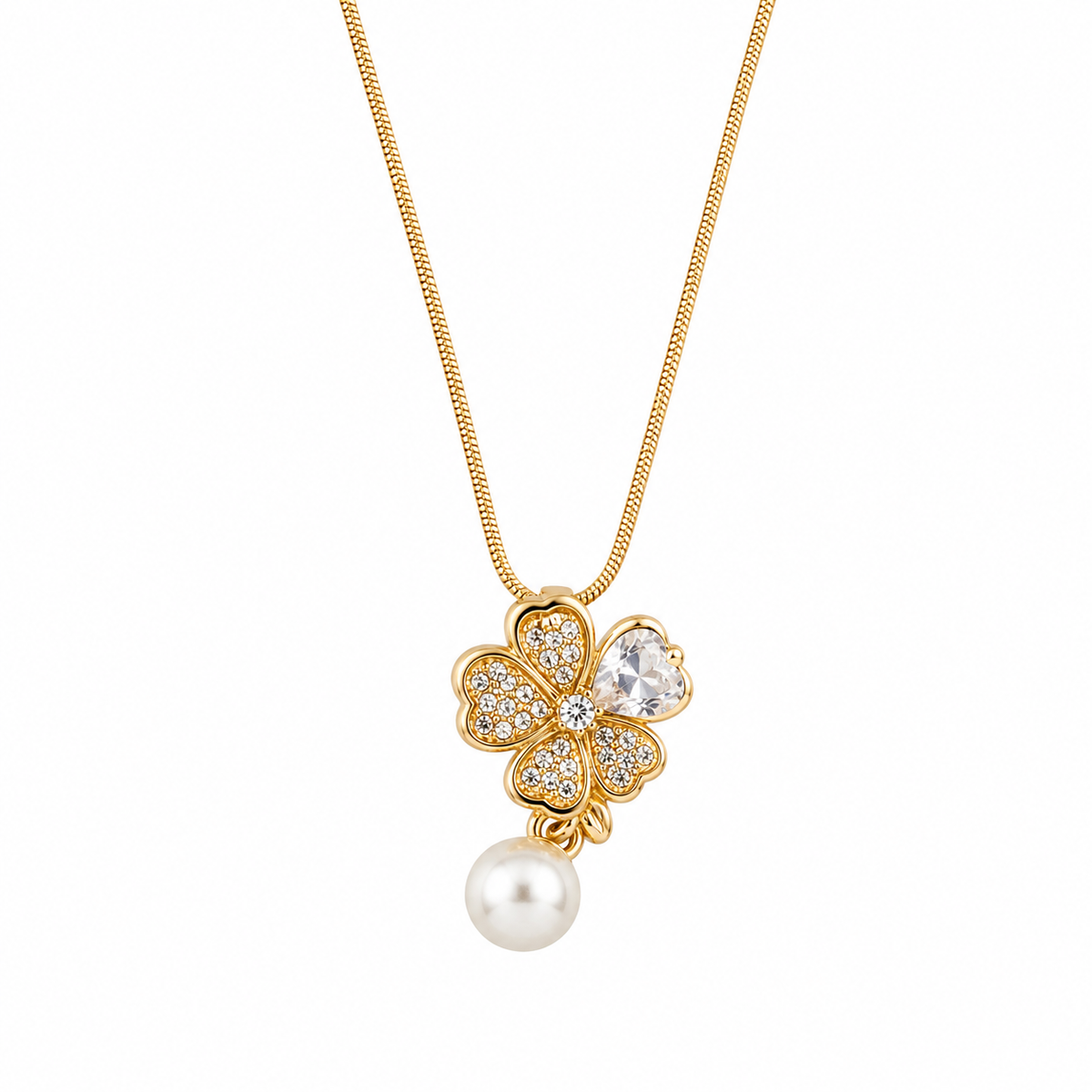 Anti Tarnish Gold Plated Floral Pendant Set for Women