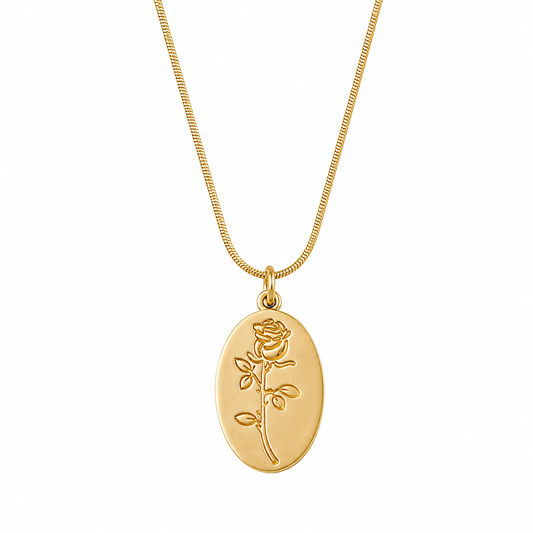 Anti Tarnish Gold Plated Rose Pendant Necklace for Women