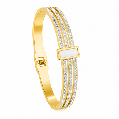 Anti Tarnish Gold Triple Row Crystal Bracelet