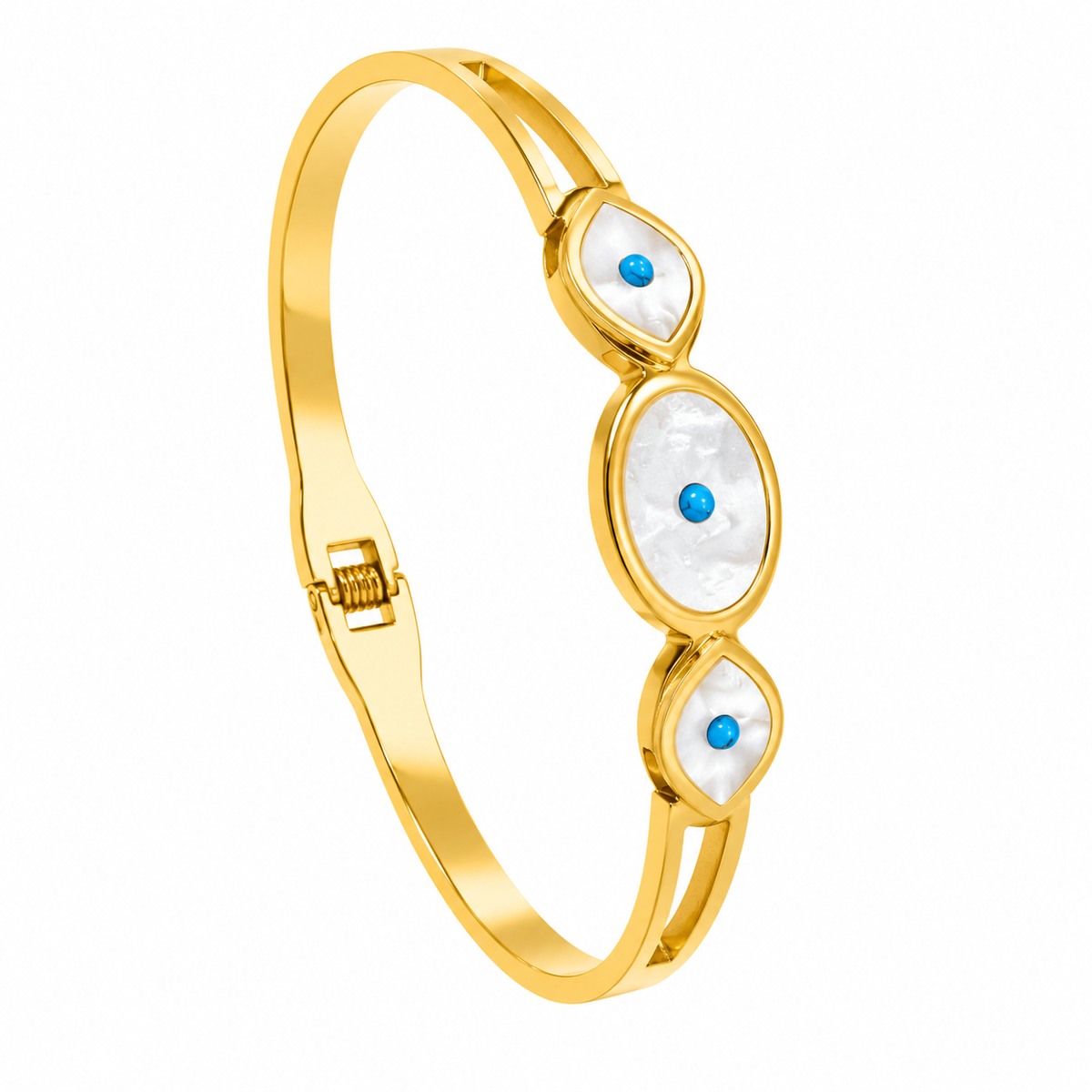 Anti Tarnish Gold Turquoise Oval Cuff Bracelet