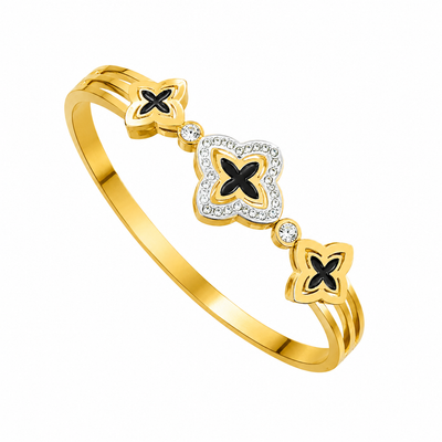 Anti Tarnish Gold Floral Enamel Bracelet for Women