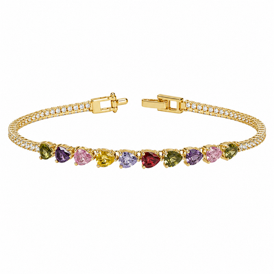 Anti Tarnish Gold Multicolor Heart Charm Bracelet
