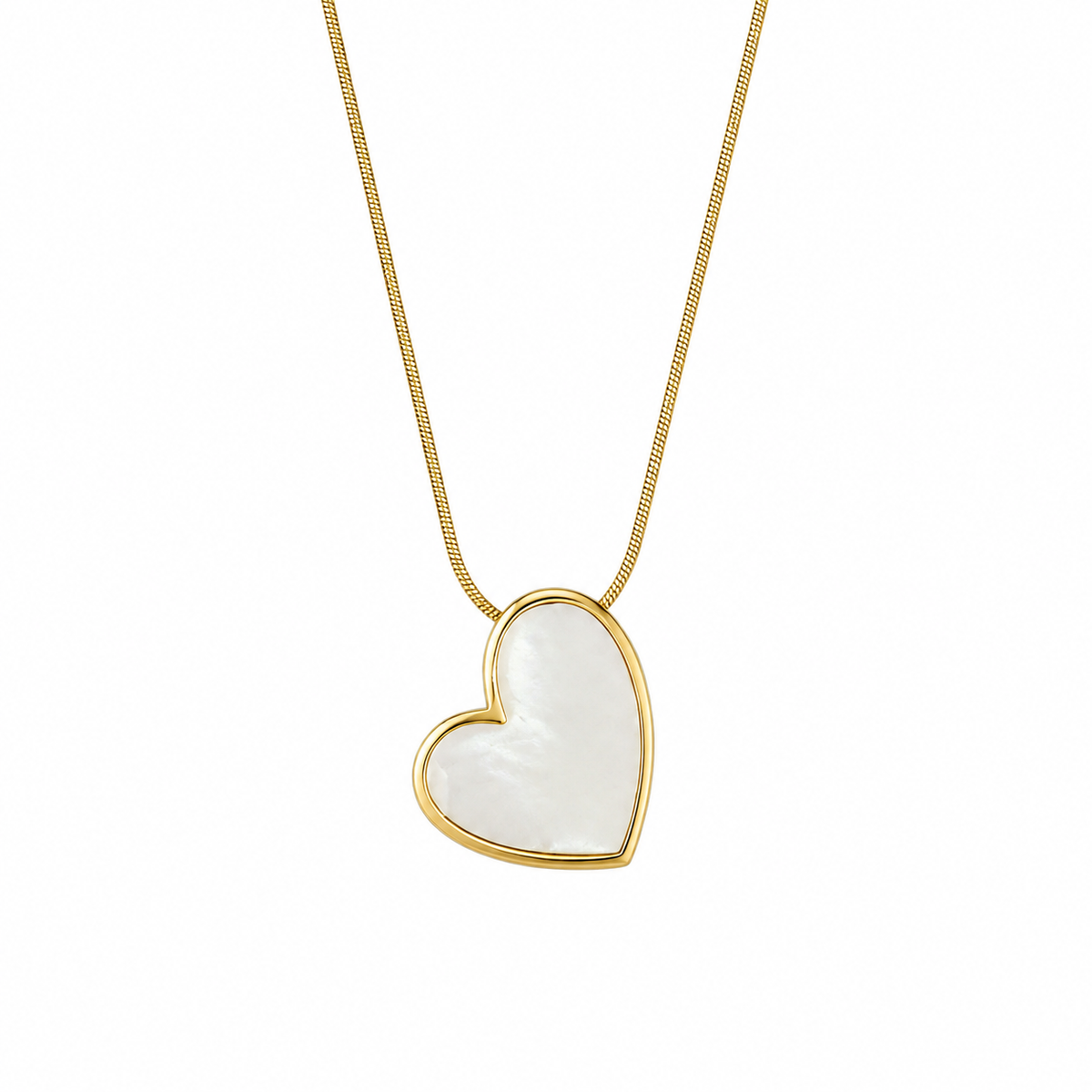 Anti Tarnish Gold Plated White Heart Pendant Necklace for Women