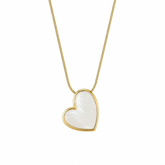 Anti Tarnish Gold Plated White Heart Pendant Necklace for Women