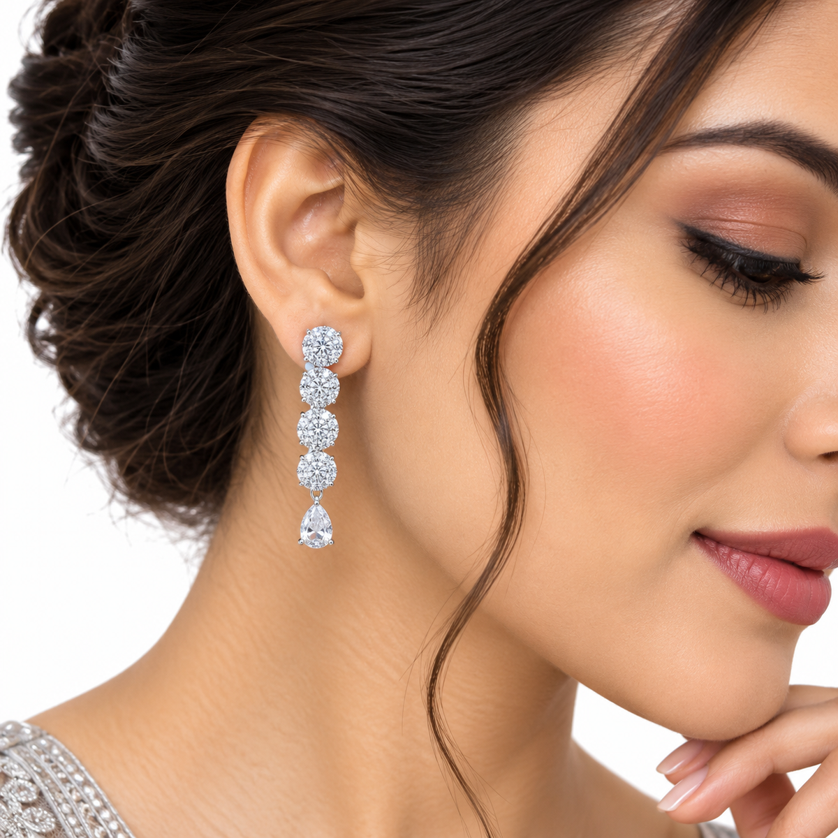 Crystal Bead Necklace Set with Drop Earrings for Women