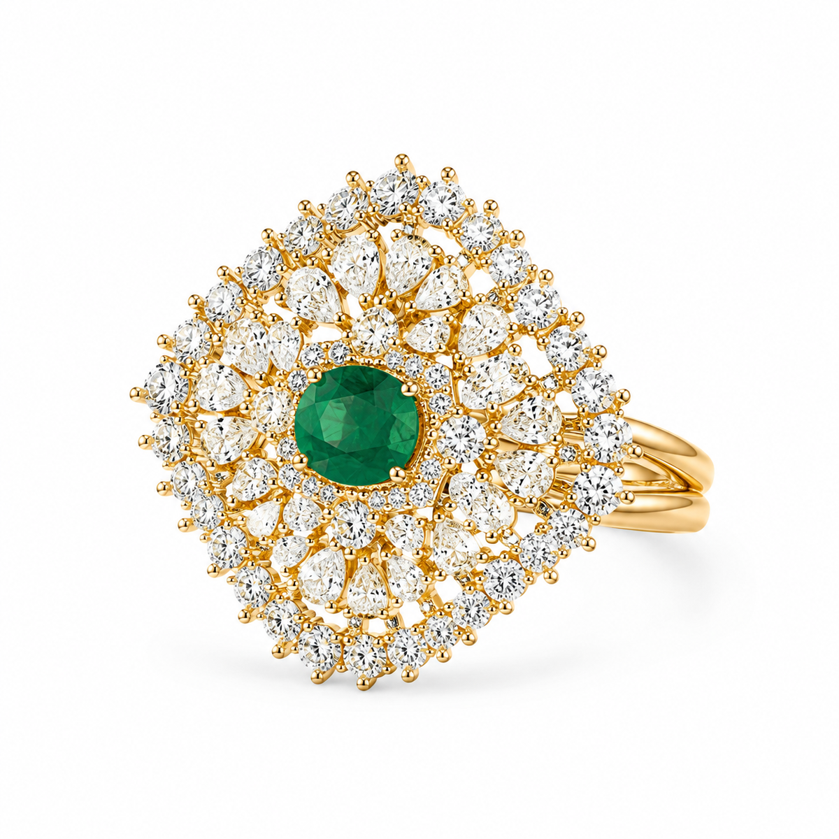 Emerald Green Stone Crystal Statement Ring