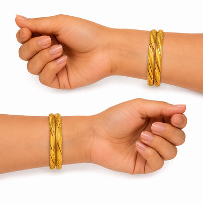 Gold Twisted Rope Pattern Bangles for Women