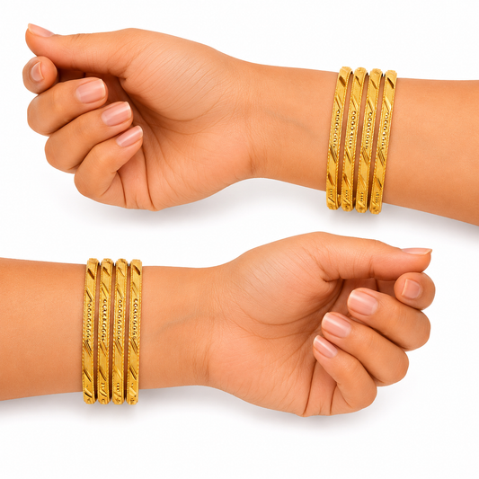 Traditional Gold Engraved Designer Bangles for Women