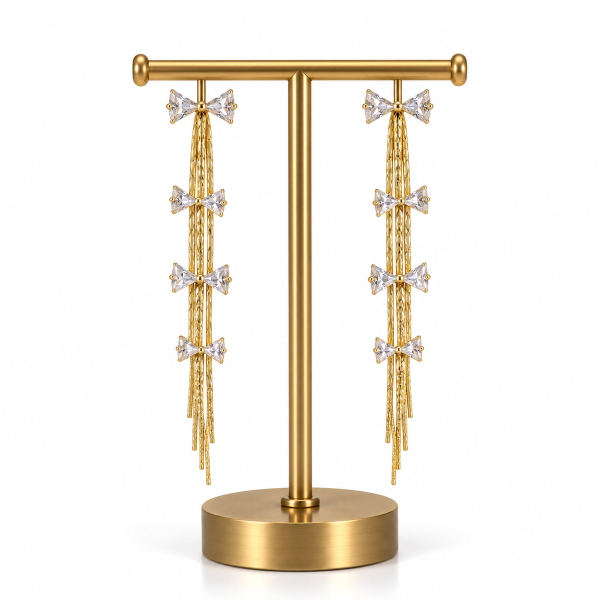 Gold Bow Drop Earrings for Women