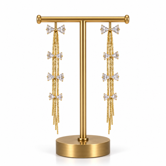 Gold Bow Drop Earrings for Women