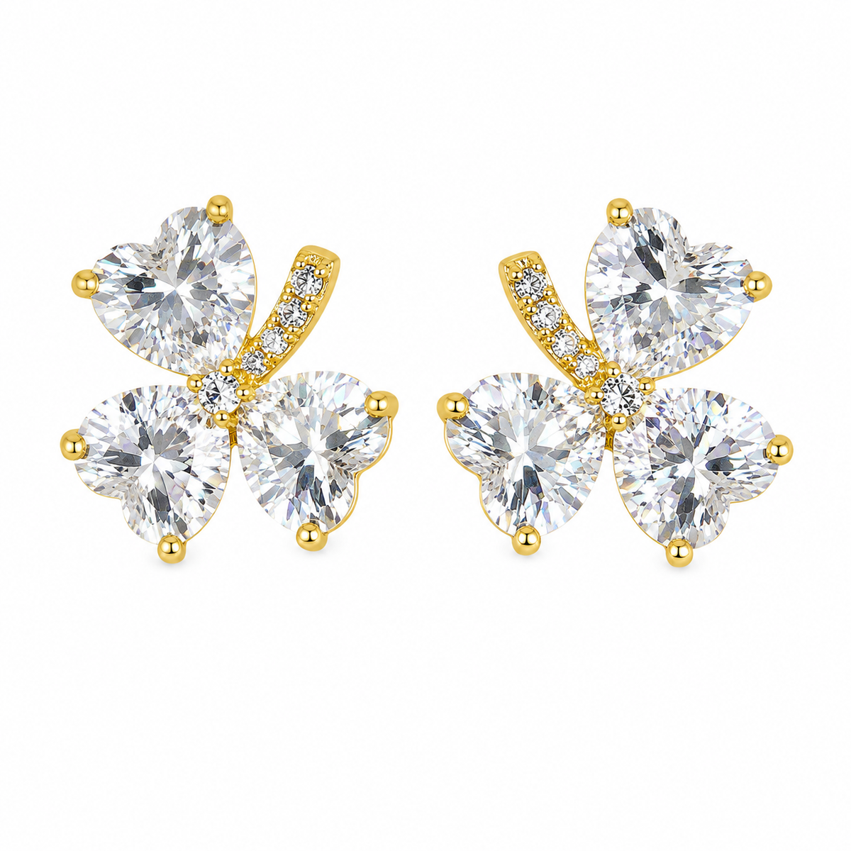 Gold Butterfly Crystal Stud Earrings for Women