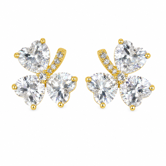 Gold Butterfly Crystal Stud Earrings for Women