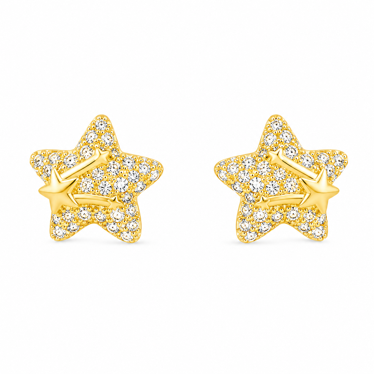 Gold Butterfly Stud Earrings with Sparkling Stones