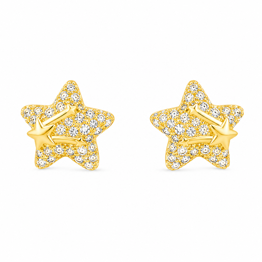 Gold Butterfly Stud Earrings with Sparkling Stones
