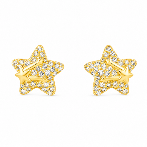 Gold Butterfly Stud Earrings with Sparkling Stones