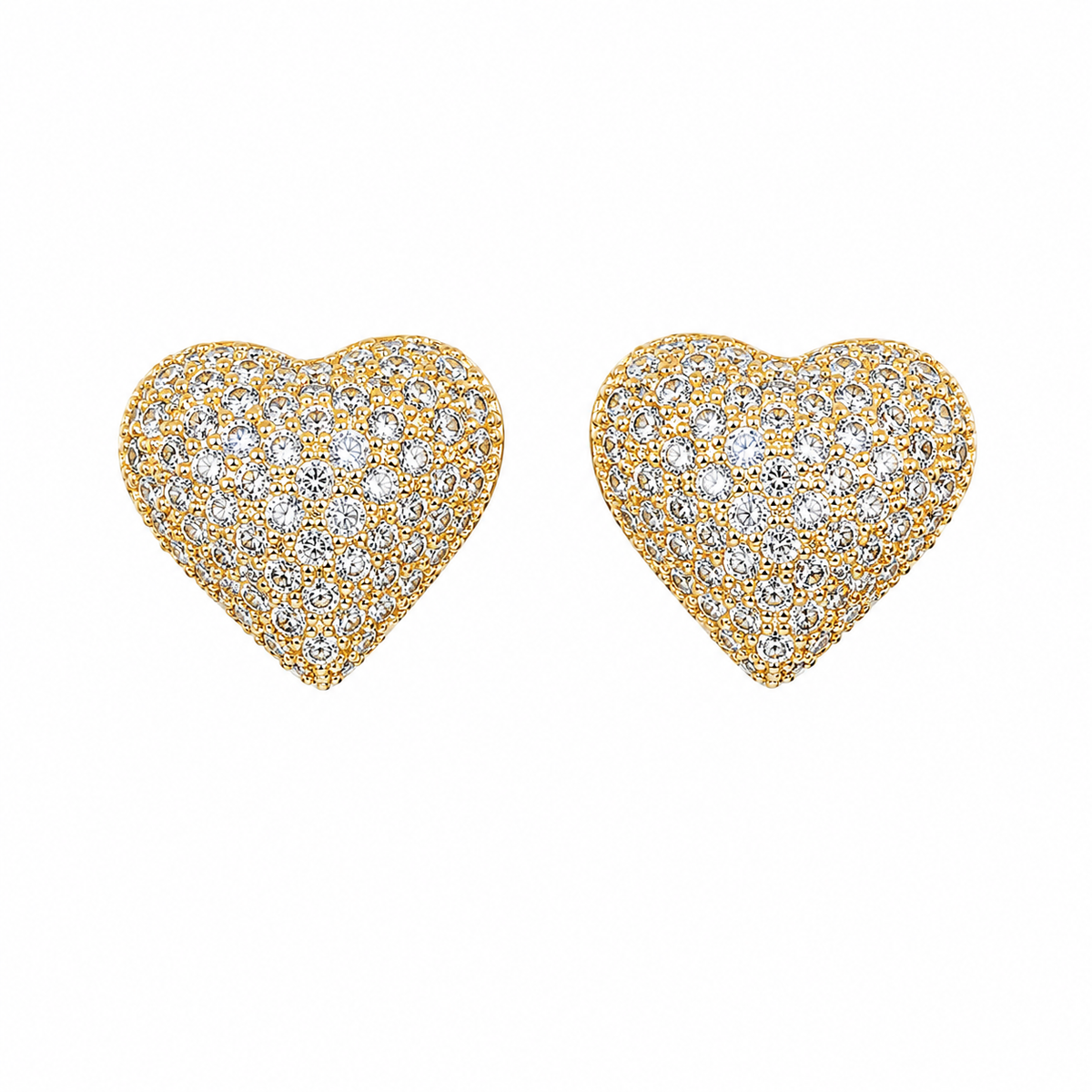 Gold Heart Crystal Stud Earrings for Women
