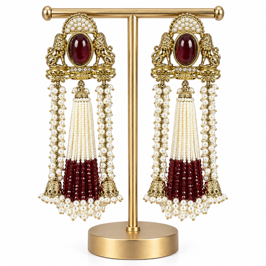 Gold Pearl Jhumka Earrings for Women