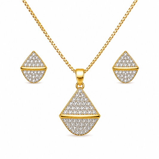 Gold Triangle Crystal Pendant Set