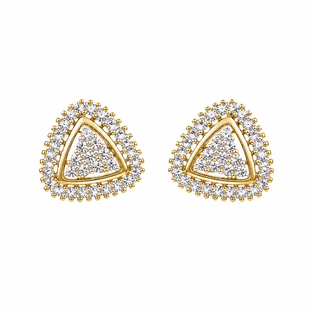 Gold Triangle Crystal Stud Earrings for Women
