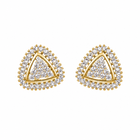 Gold Triangle Crystal Stud Earrings for Women