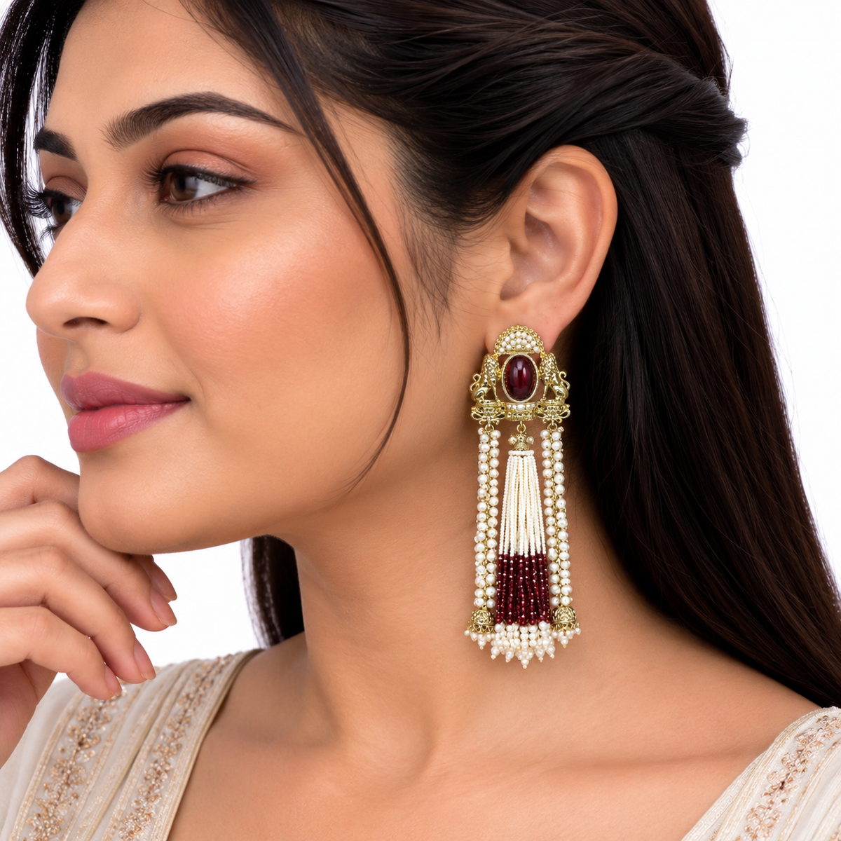 Gold Pearl Jhumka Earrings for Women