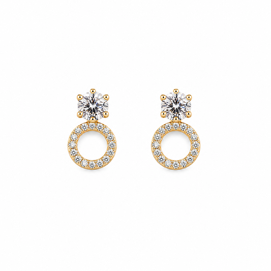 Gold Solitaire Crystal Hoop Drop Earrings