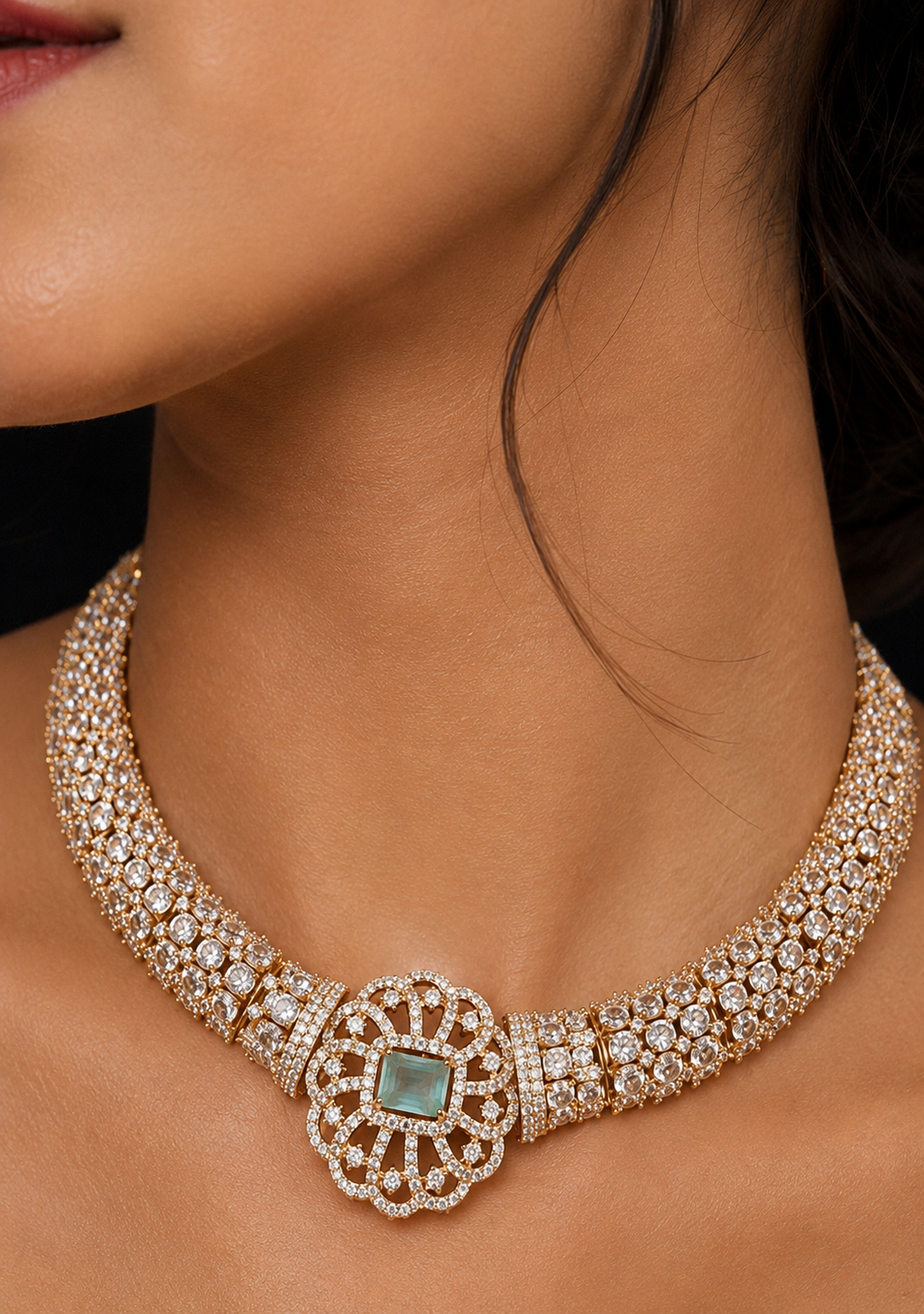 Ankuna Celeste Emerald Choker Set