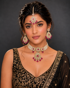 Ankuna Ruby Royale Pearl Bridal Necklace Set