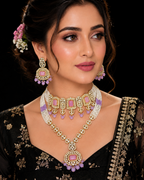 Ankuna Blush Crystal Pearl Layered Choker & Pendant Necklace Set