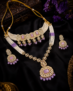 Ankuna Blush Crystal Pearl Layered Choker & Pendant Necklace Set