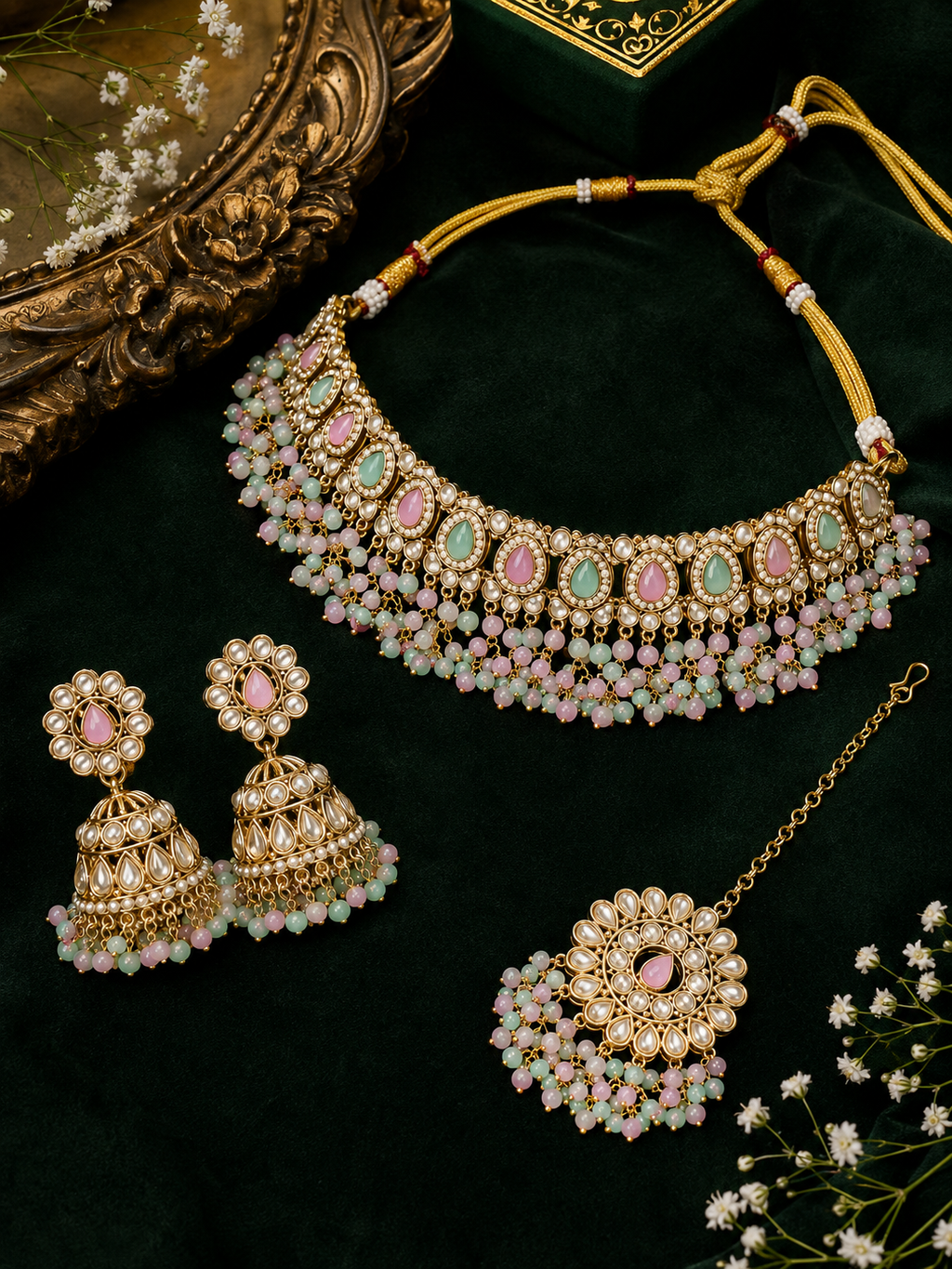 Ankuna Pastel Pearl Heritage Choker Necklace Set