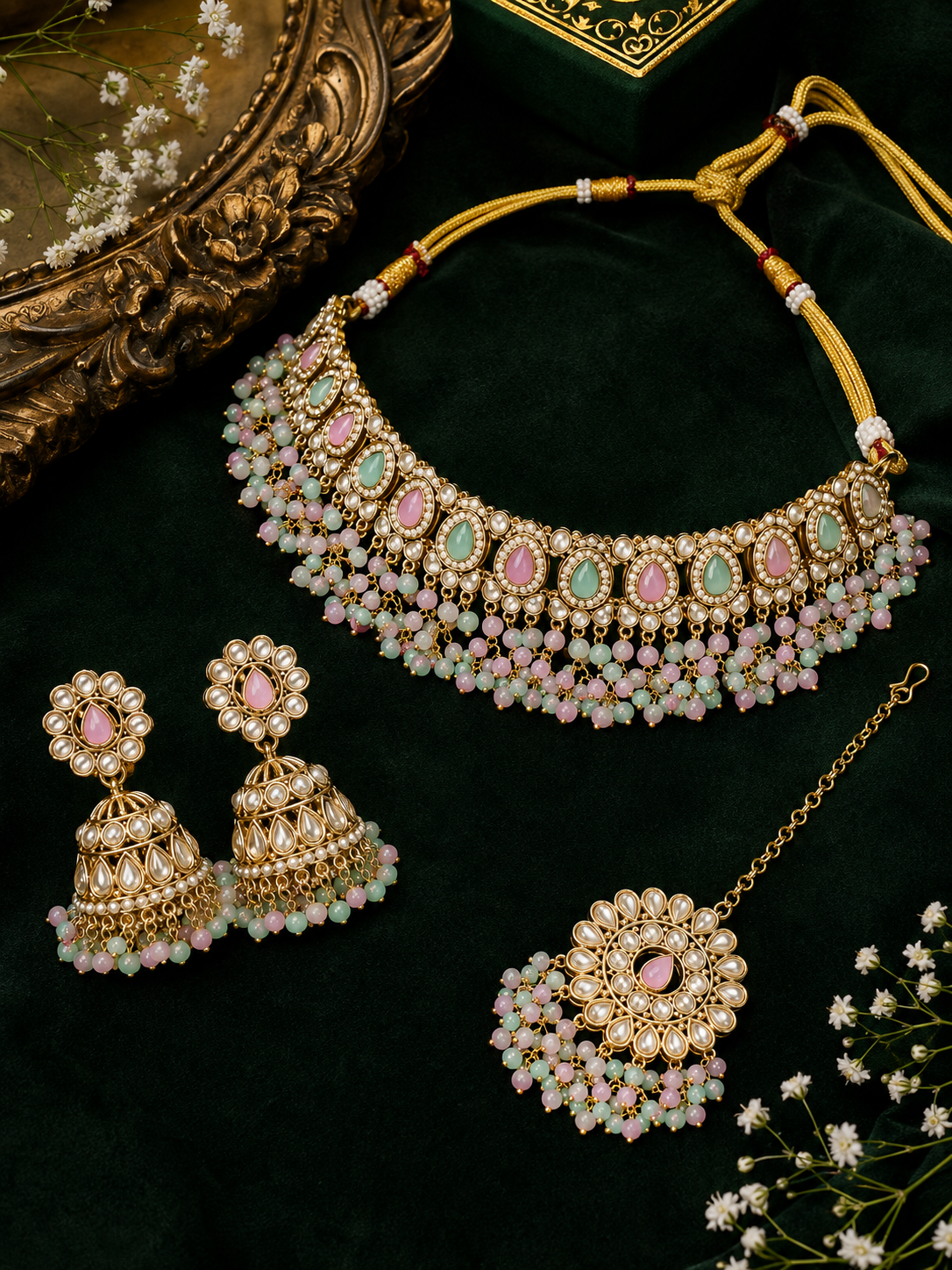 Ankuna Pastel Pearl Heritage Choker Necklace Set