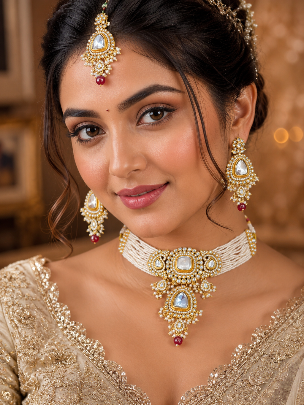 Ankuna Ivory Pearl Heritage Choker Necklace Set