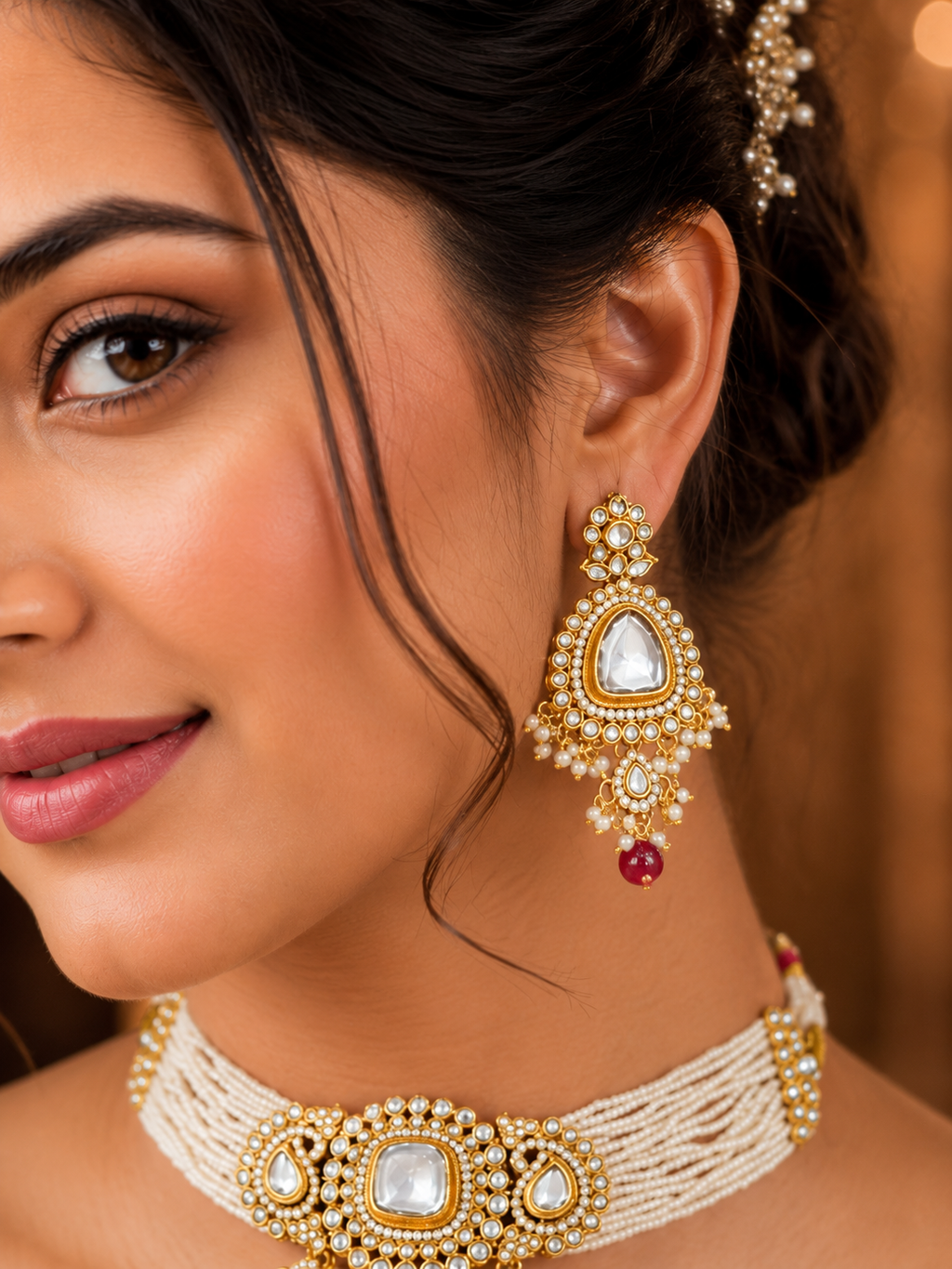 Ankuna Ivory Pearl Heritage Choker Necklace Set
