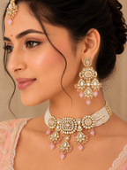 Ankuna Blush Pearl Floral Choker Necklace Set