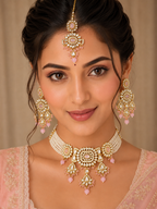Ankuna Blush Pearl Floral Choker Necklace Set