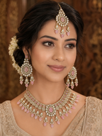 Ankuna Blush Crystal Floral Necklace Set