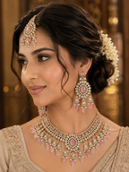 Ankuna Blush Crystal Floral Necklace Set