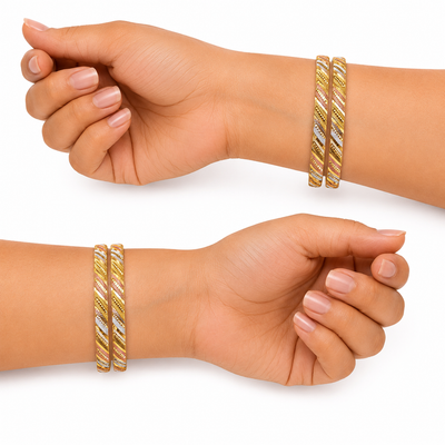 Gold Dual Tone Textured Bangles for Women
